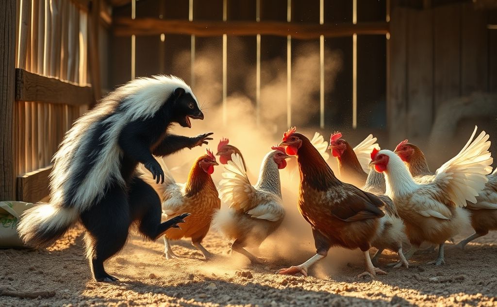 Skunk attacks on chickens cause distress and harm