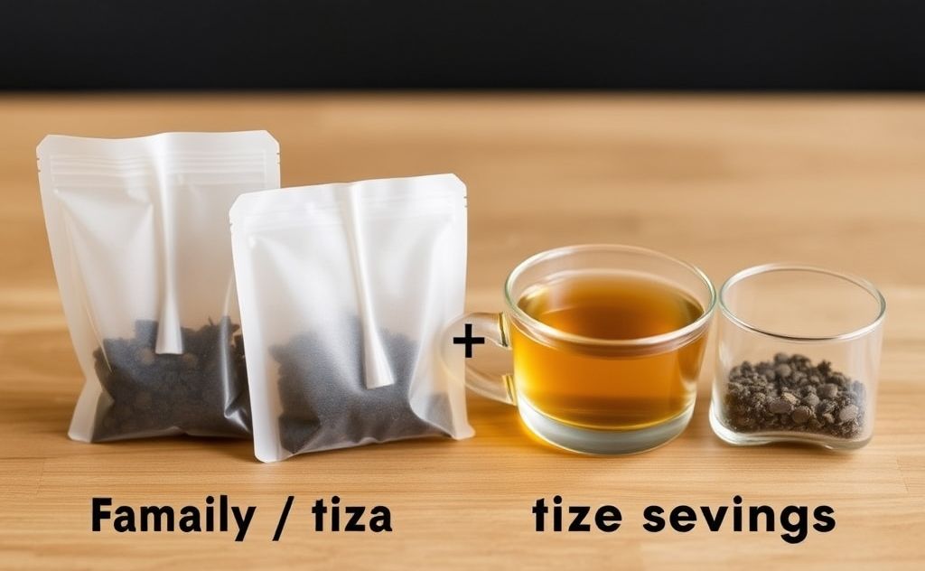 Small tea bags equal family size tea servings.
