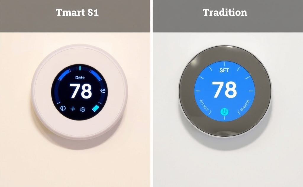 Smart and traditional thermostats side by side
