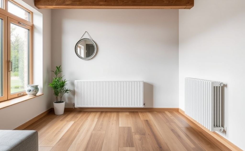 Smart home with hydronic radiators in modern setting
