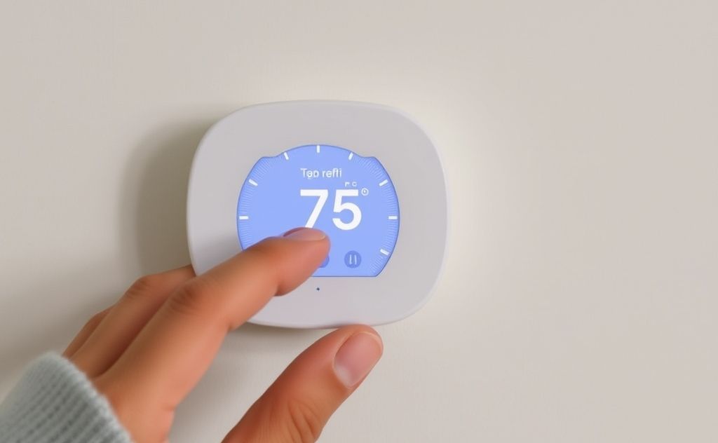 Smart thermostat adjusting home temperature settings