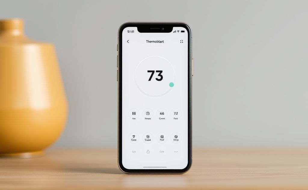 Smart thermostat app with sleek interface and controls