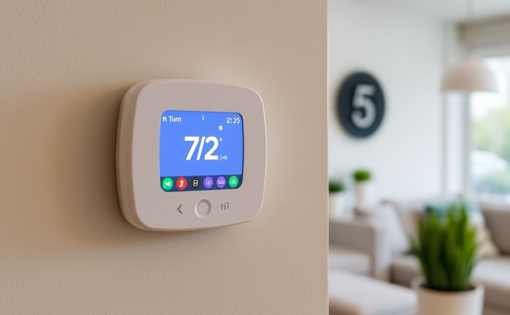 Smart thermostat managing energy savings at home