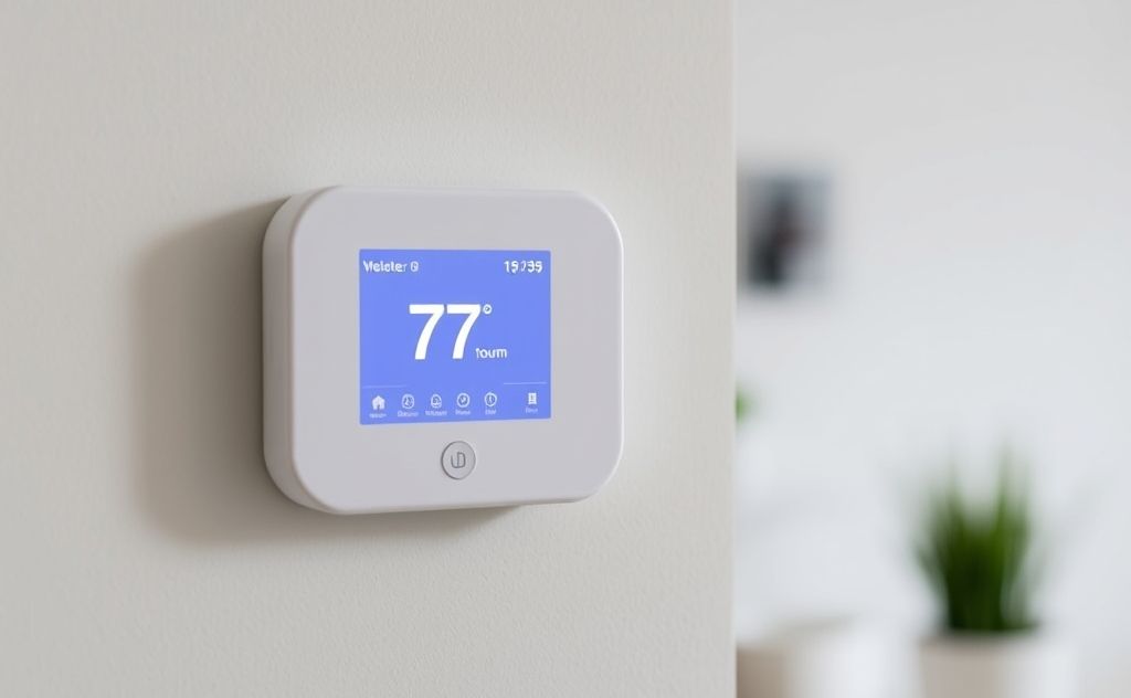 Smart thermostat monitoring home temperature efficiently