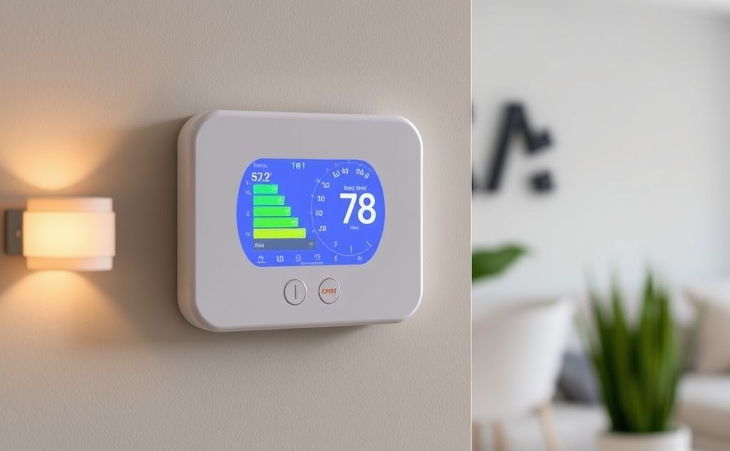 Smart thermostat saving energy at home
