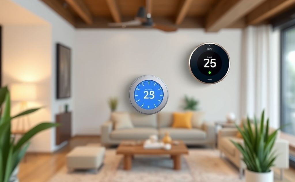Smart thermostats in a modern home setting