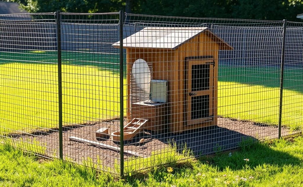 Snake-proof fencing around chicken coop