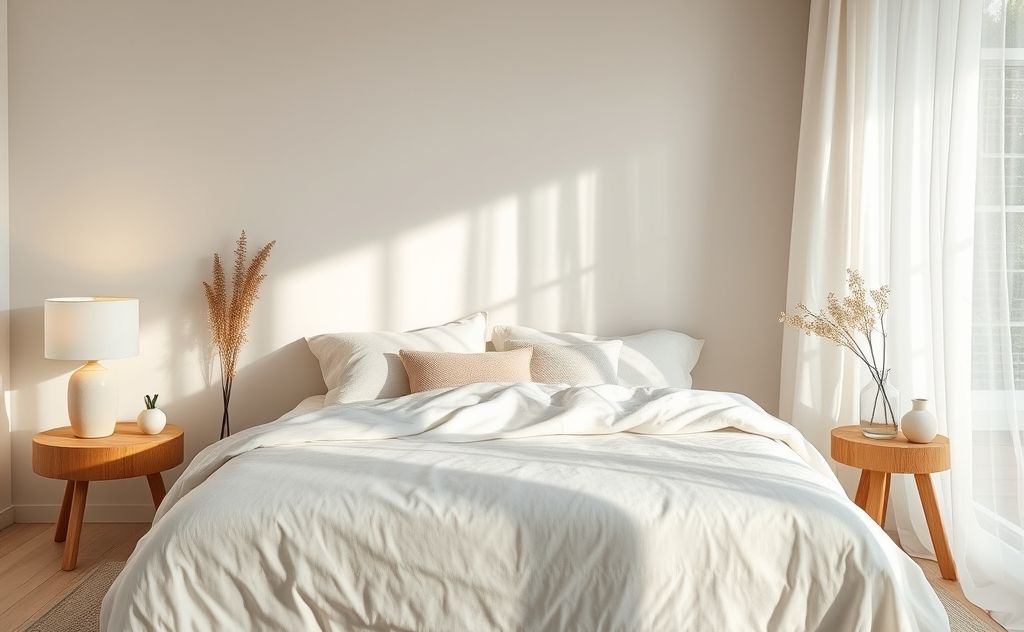 Soft, breathable fabrics in a serene bedroom setting.