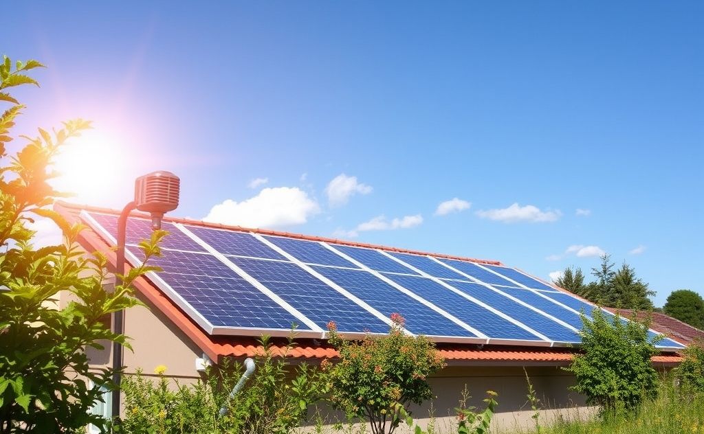 Solar heater benefits with sun and nature elements