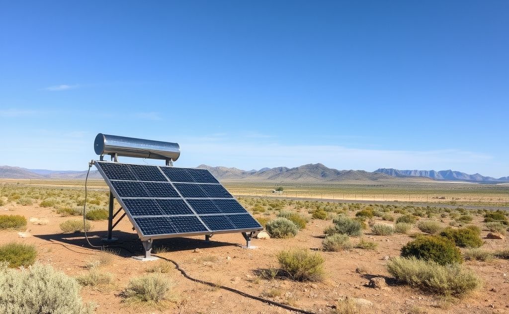 Solar heater in a remote landscape setting
