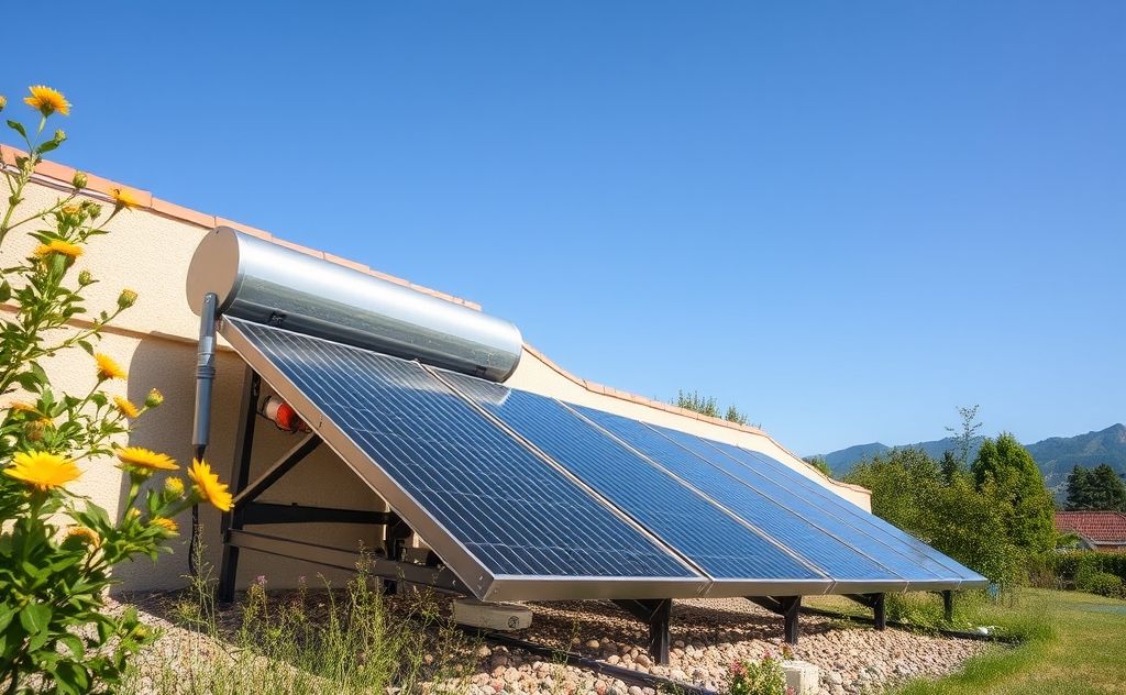 Solar heater storing energy in a sunny setting