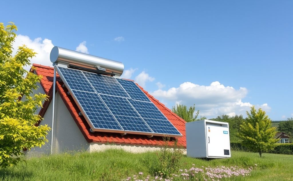 Solar heater with battery storage integration concept