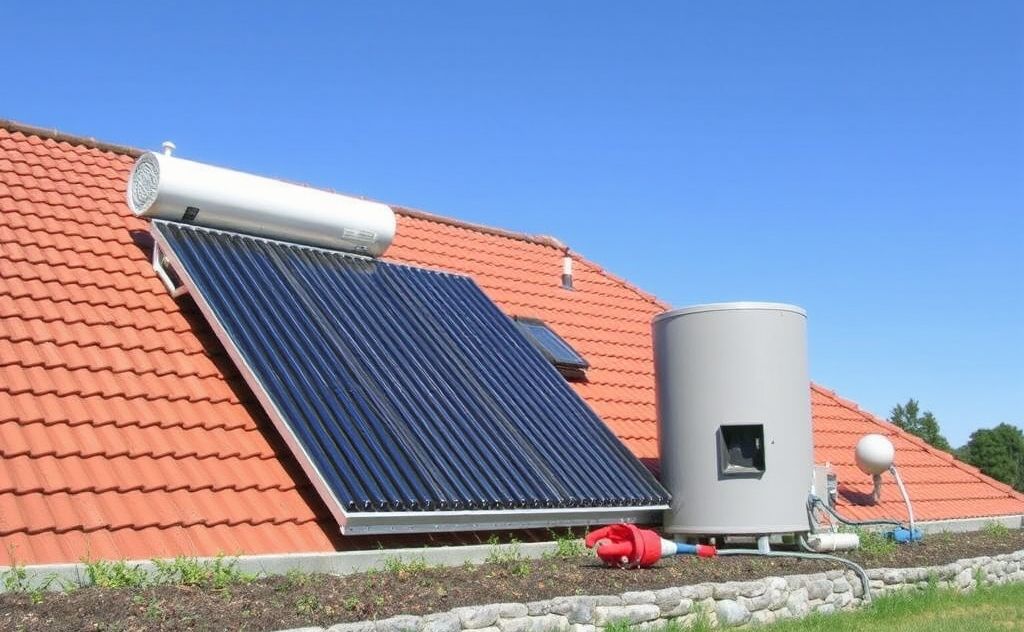 Solar heating system components: collectors, storage, and controls.