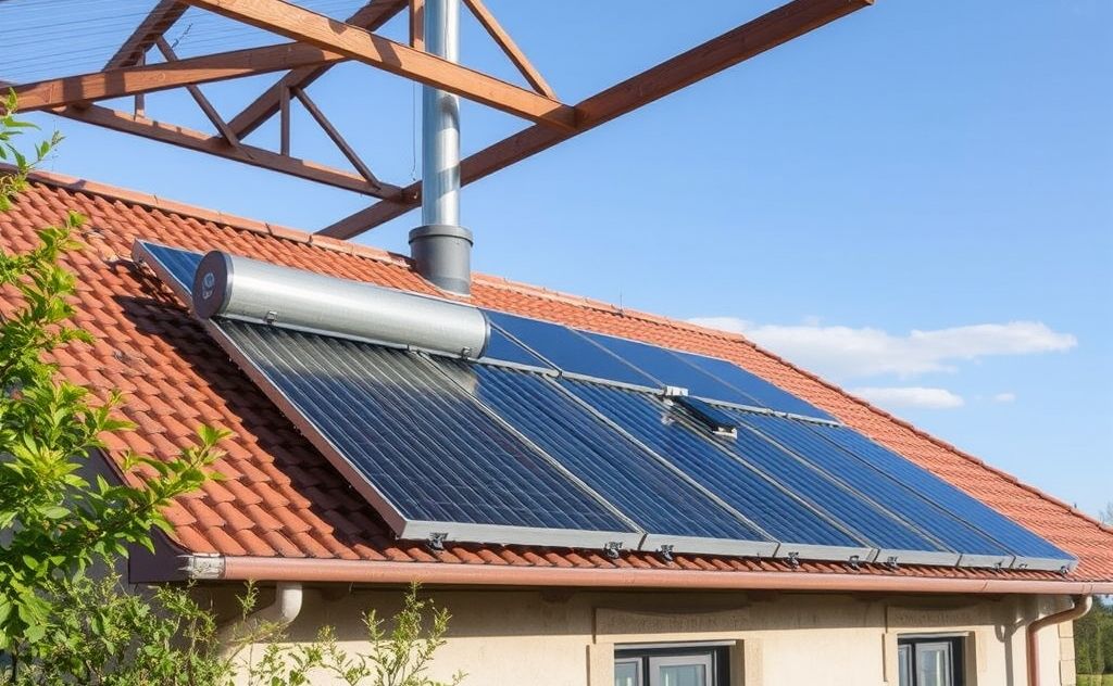 Solar heating system integration in a building