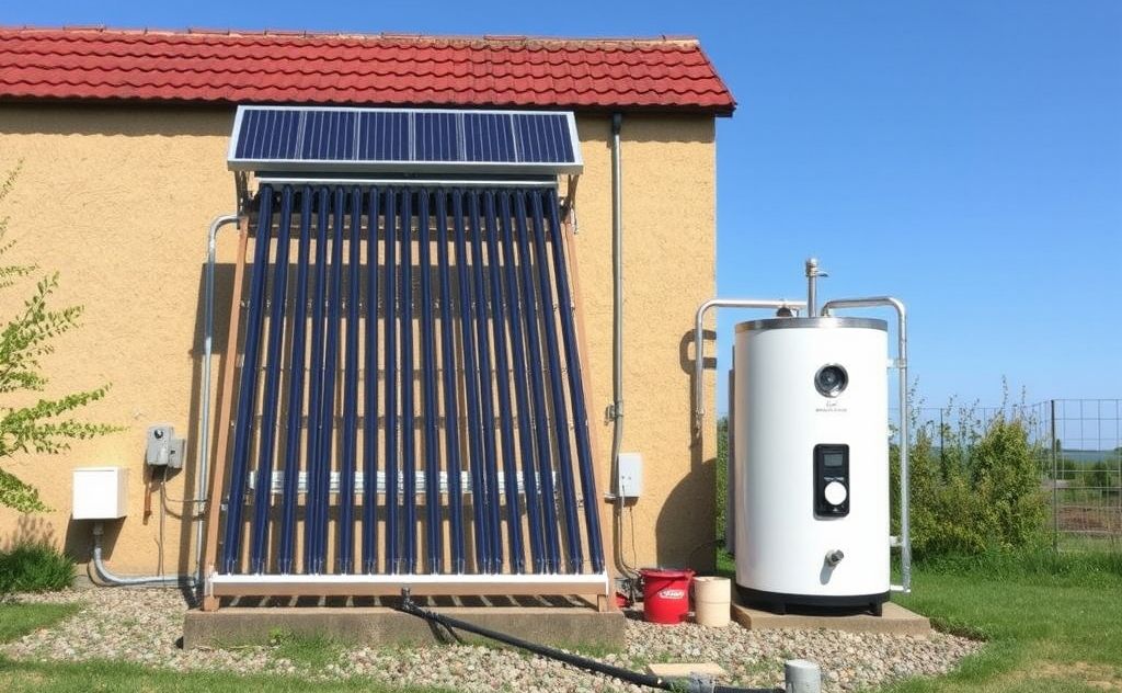Solar hydronic heating system with boiler setup