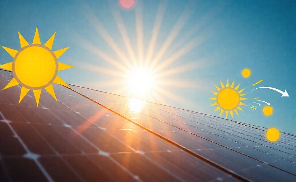 Solar powered heater lifespan with sun and energy elements.