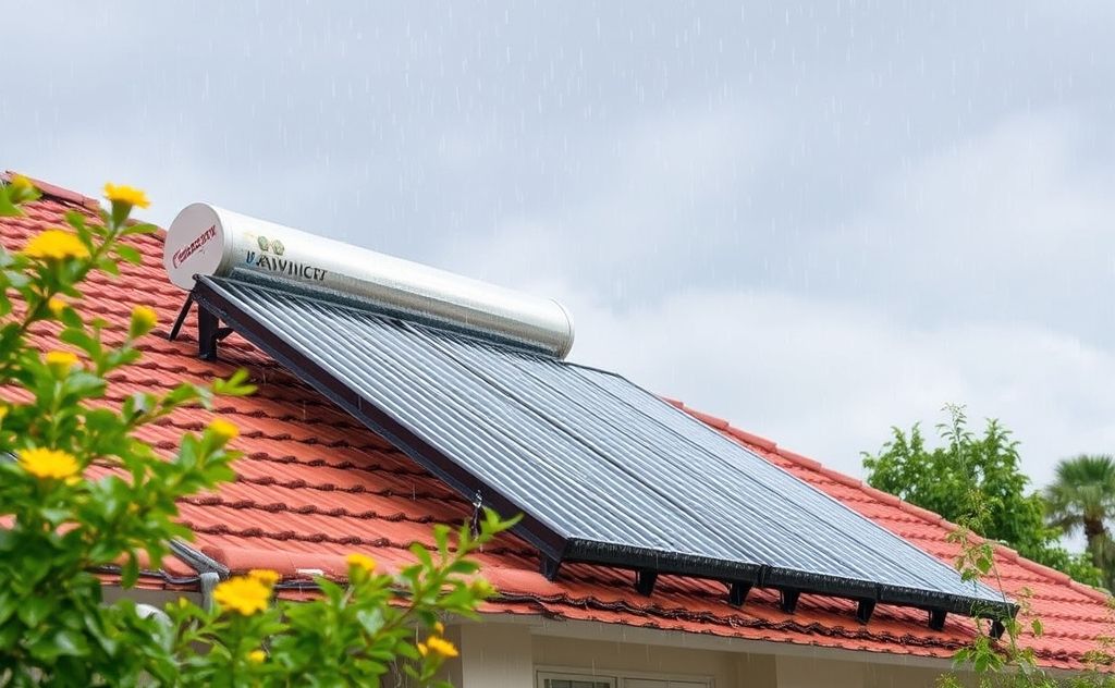 Solar water heater efficiency in rainy season