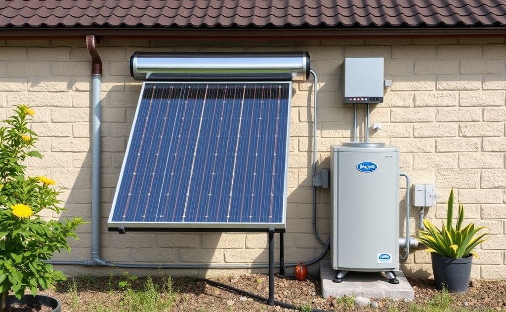 Solar water heating system integrated in HVAC setup