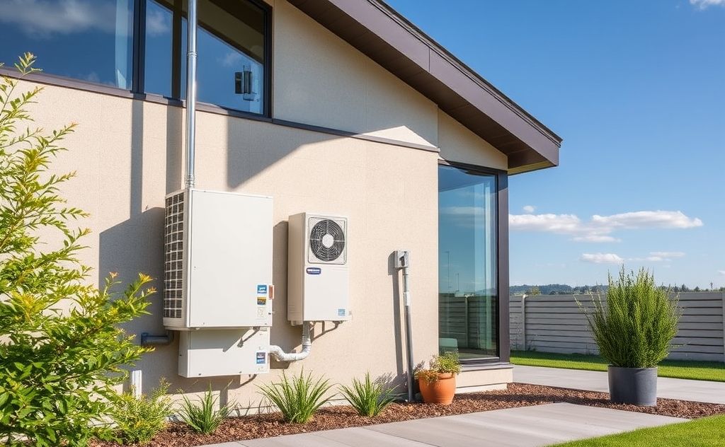Solar-powered HVAC system in a modern home setting