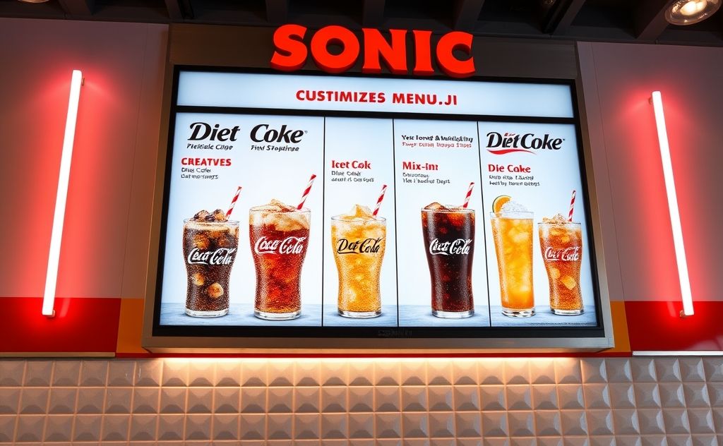 Sonic drink menu featuring Diet Coke options