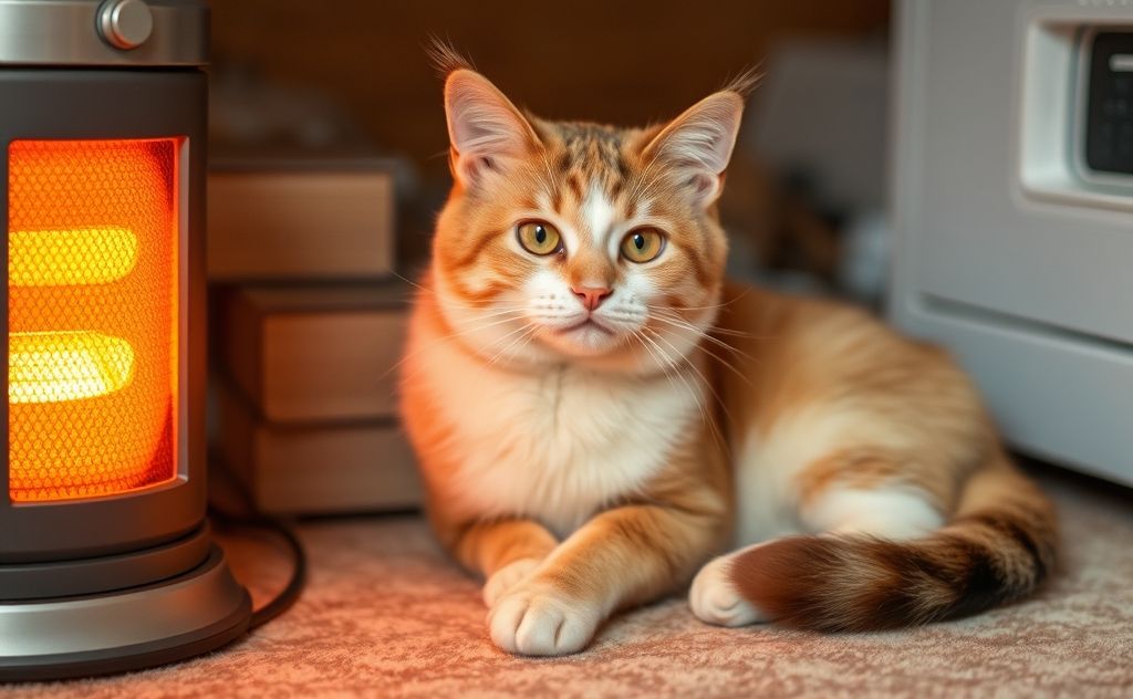 Space heater safety for cats in a cozy home