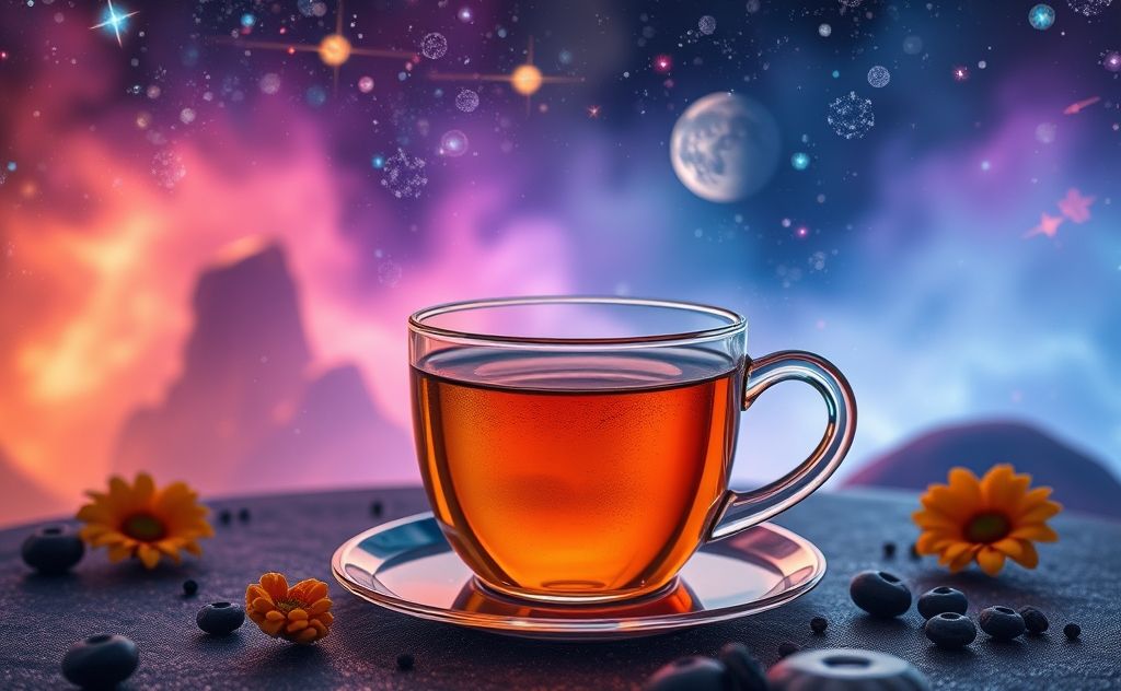 Space tea experience with cosmic vibes and colors