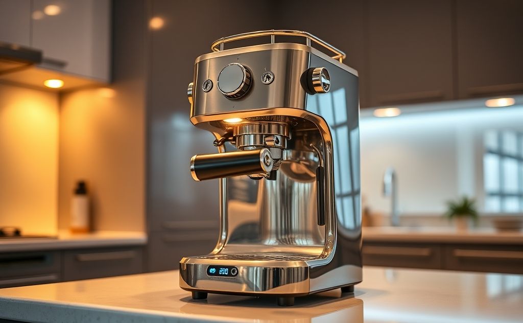 Sparkling coffee maker on a kitchen counter