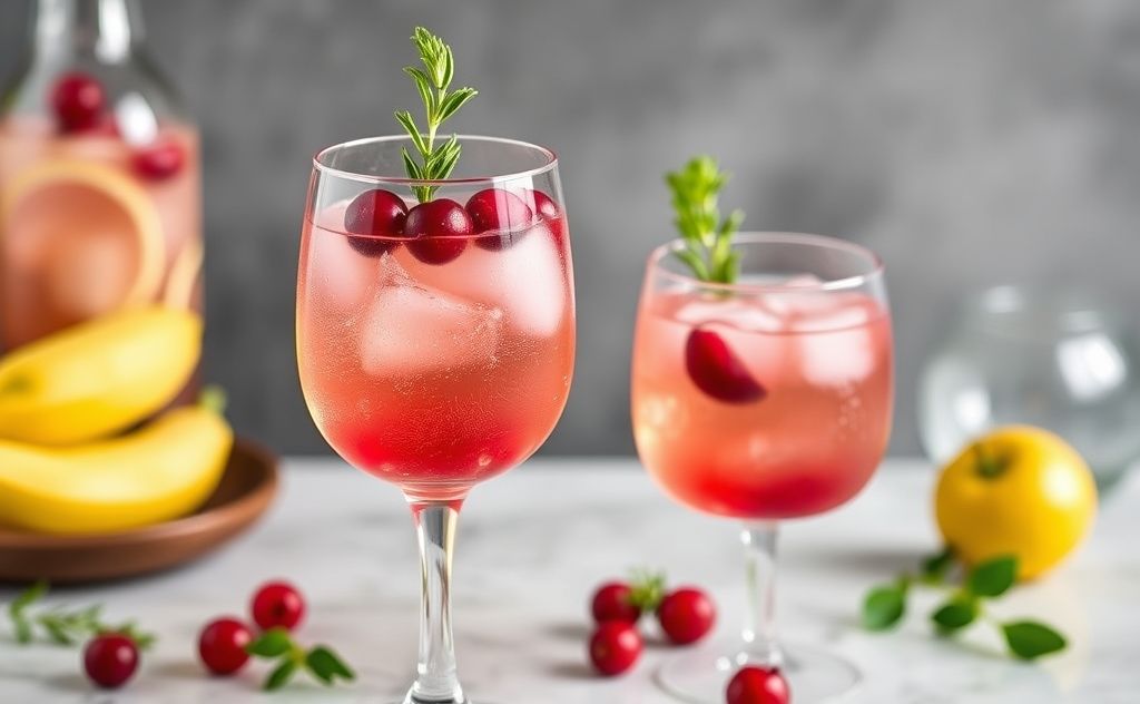Sparkling cranberry brunch cocktails in glasses
