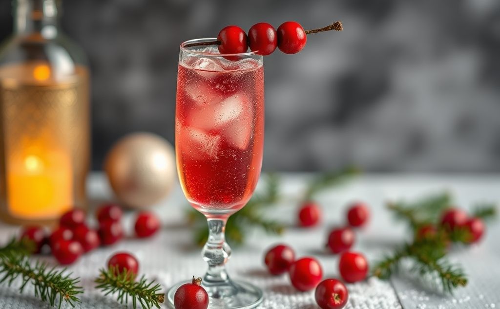 Sparkling cranberry cocktail with festive vibe