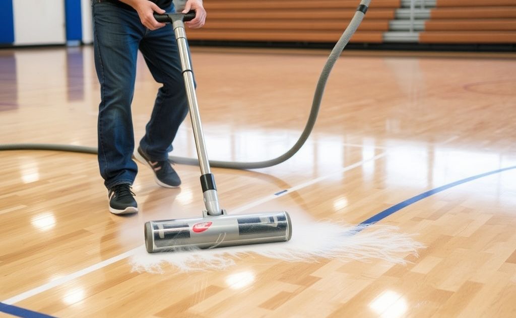 Special vacuuming techniques for gym floors.