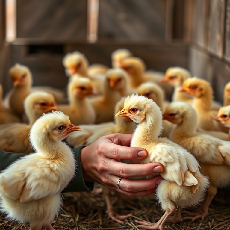 Trust-building practices for baby chickens.