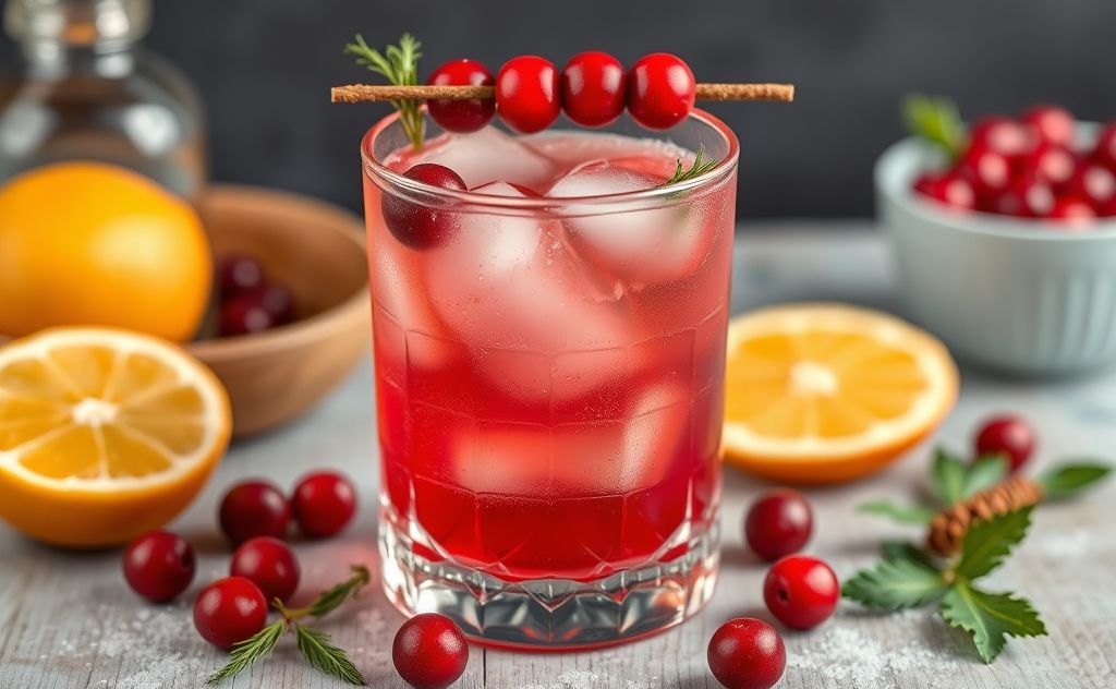Spiced cranberry cocktail with vibrant colors