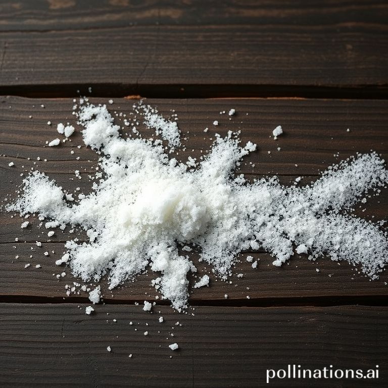 Sal derramada sobre una mesa de madera