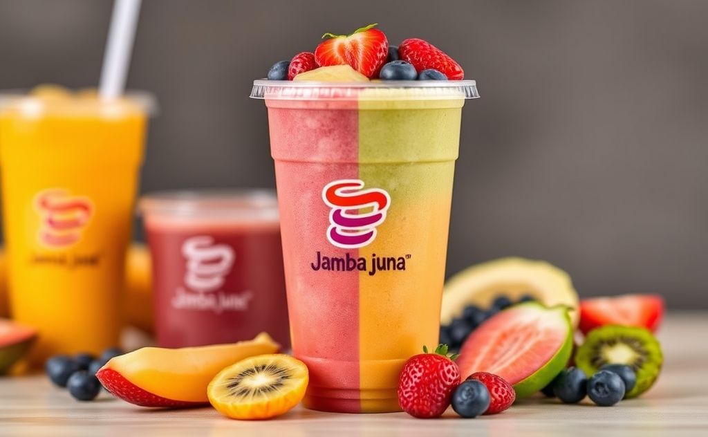 Split Cup Jamba Juice with vibrant fruit blends