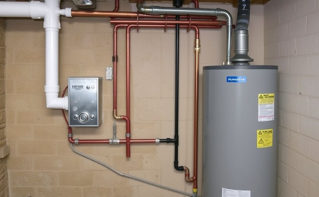 Split between cold service and water heater path