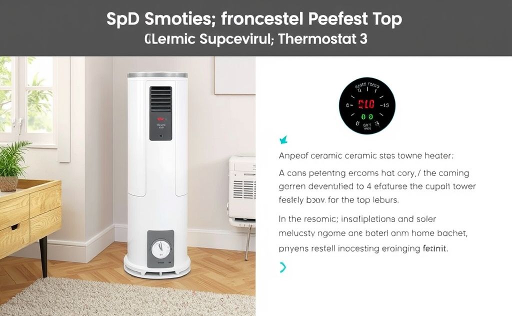 Spt Ceramic Tower Heater with Thermostat overview