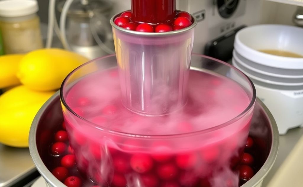 Steam juicing large batches cranberry juice