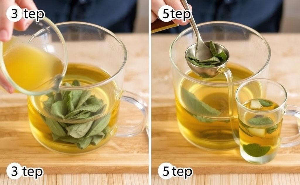 Step by step brewing bay leaf tea