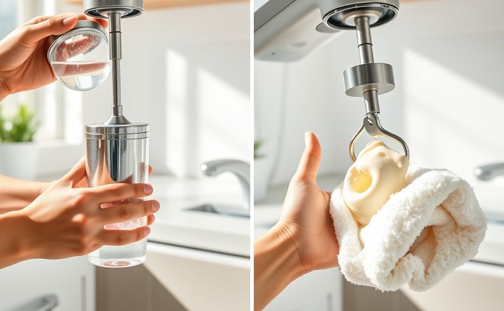 Step by step cleaning milkshake mixer