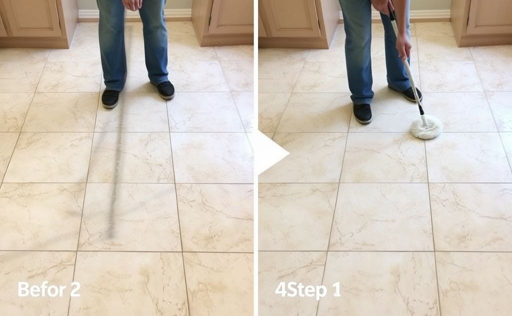 Step by step cleaning porcelain tile floors