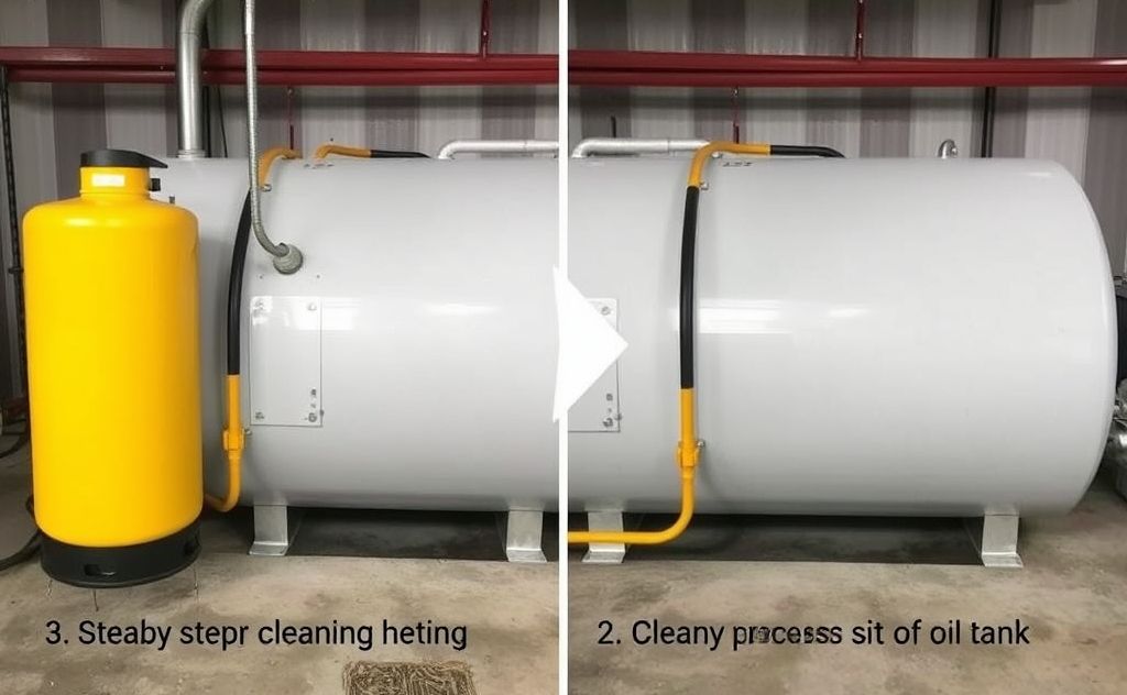 Step by step cleaning process for heating oil tank