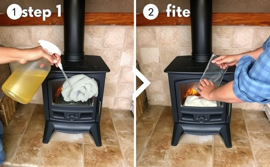 Step by step cleaning wood stove process