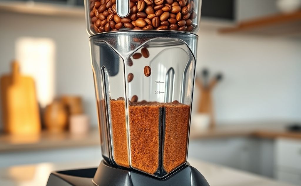 Step by step grinding coffee in Vitamix