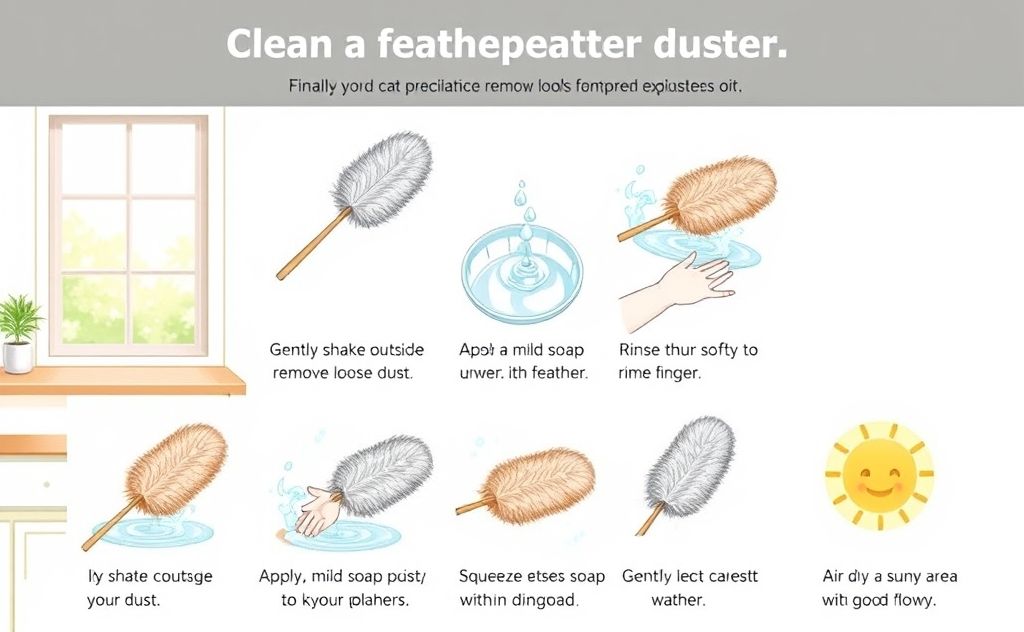 Step by step guide for cleaning feather duster