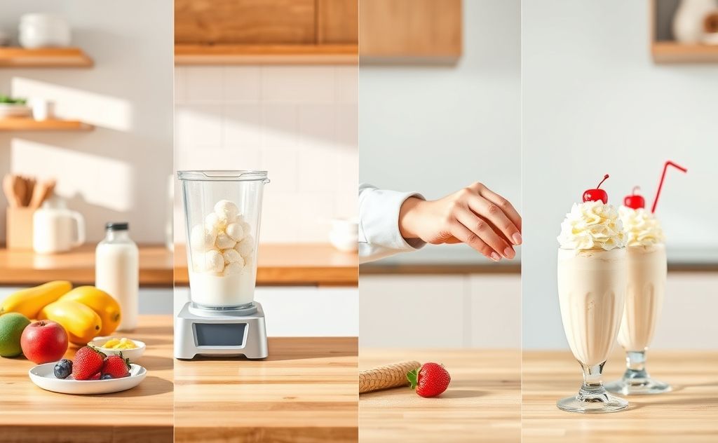 Step by step milk shake preparation process