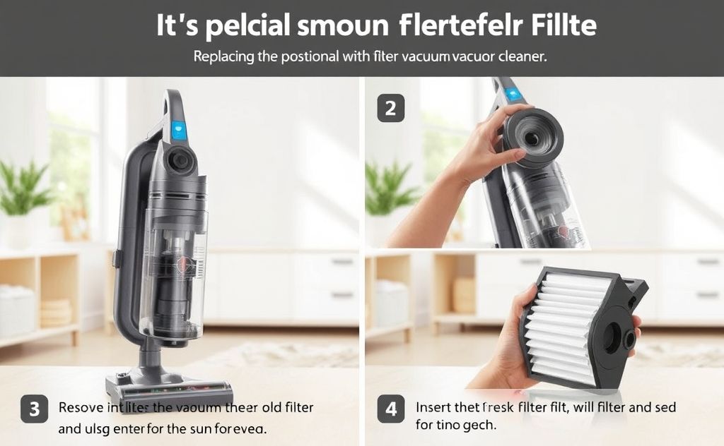 Step by step vacuum cleaner filter replacement