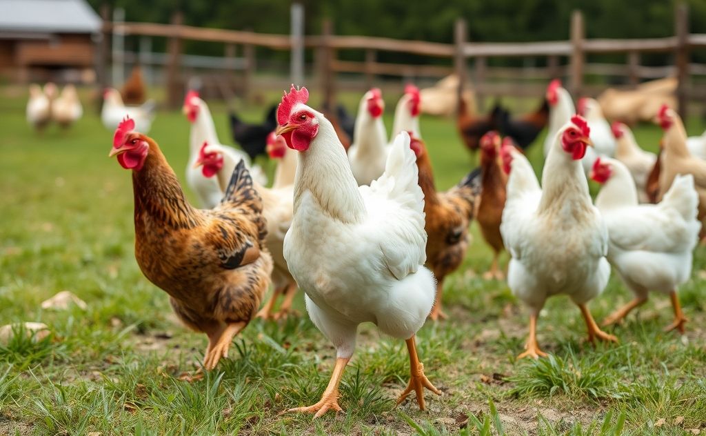 Straight run chickens in a natural farm setting