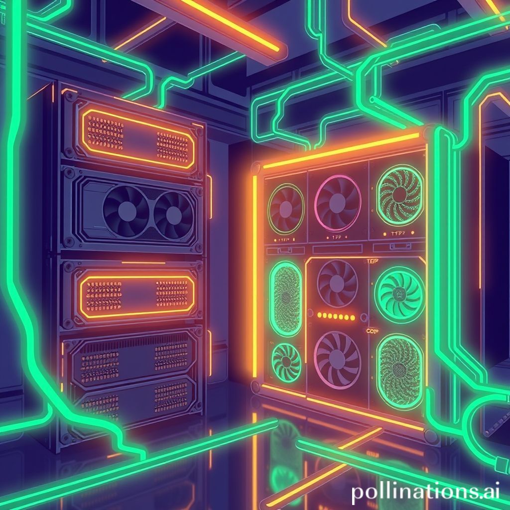 AI-generated concept: GPU racks and TPU pods with interconnects