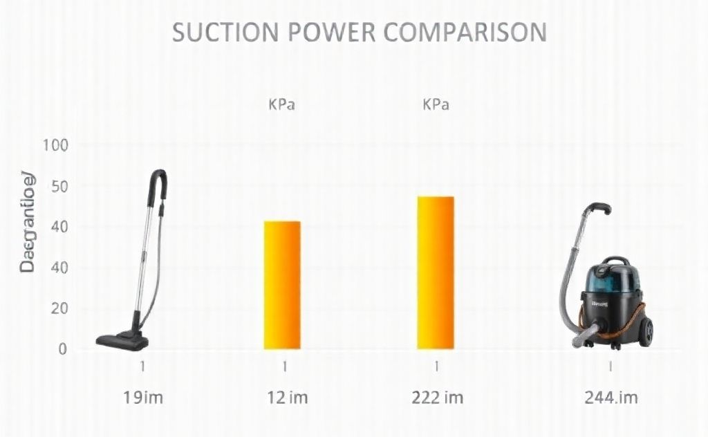 Suction power comparison for vacuum cleaners kPa