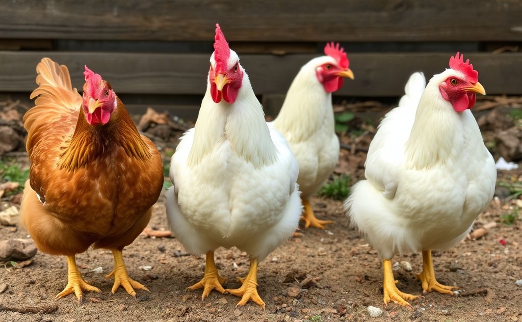 Sussex chickens lay brown and white eggs